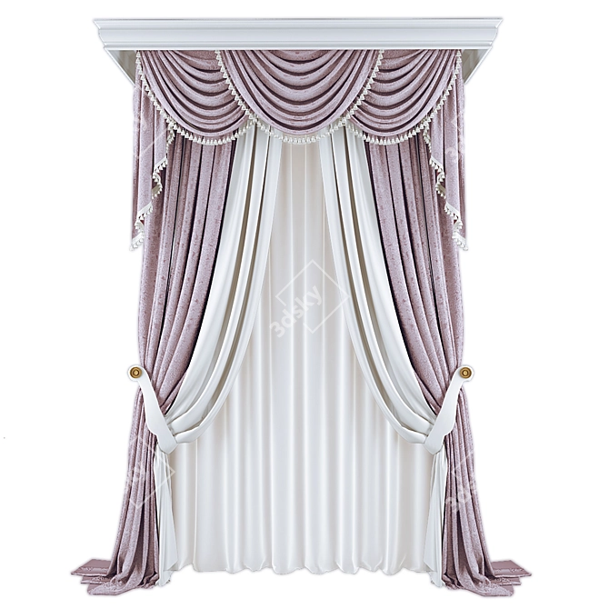 Premium Fabric Curtains Set 3D model image 1