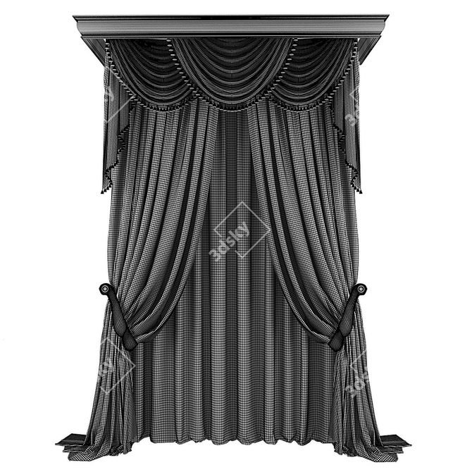 Premium Fabric Curtains Set 3D model image 2