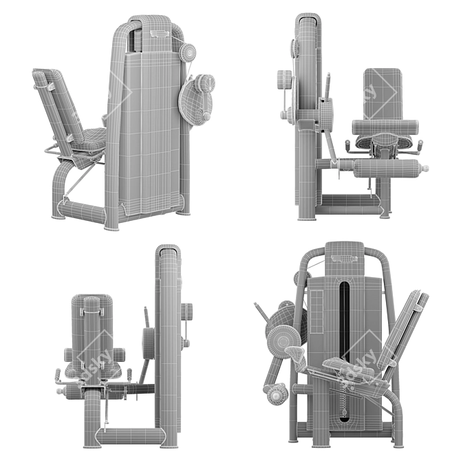  Technogym Leg Extension Equipment 3D model image 6