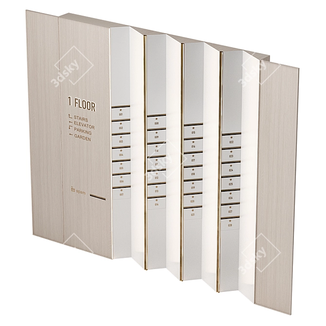 Wall Mailbox Set with Stylish Finishes 3D model image 3