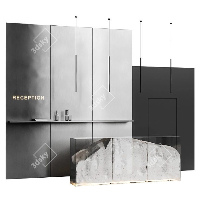 Modern Stone Reception Desk	Set 3D model image 2