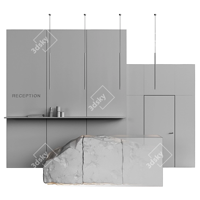 Modern Stone Reception Desk	Set 3D model image 4