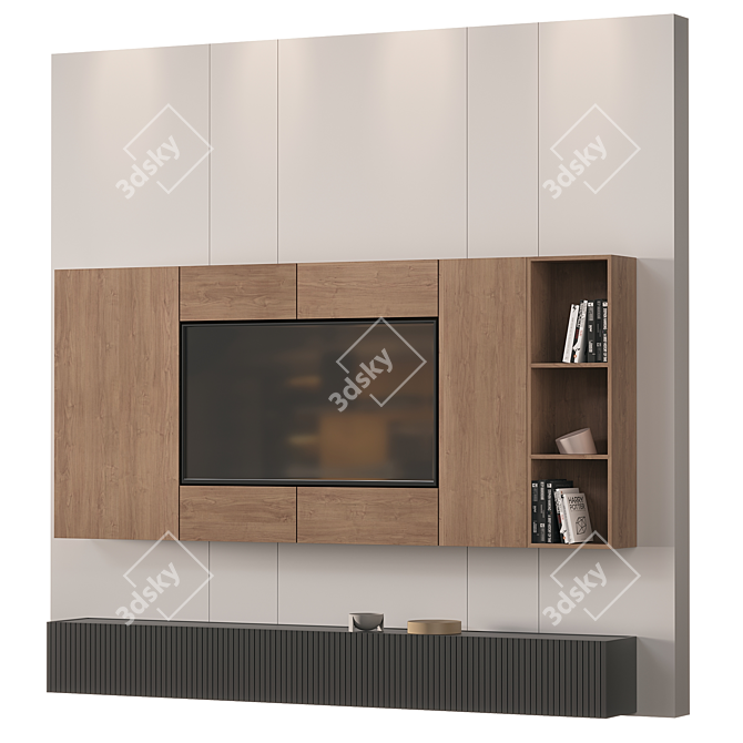 Modern TV Wall Set 2014 3D model image 2