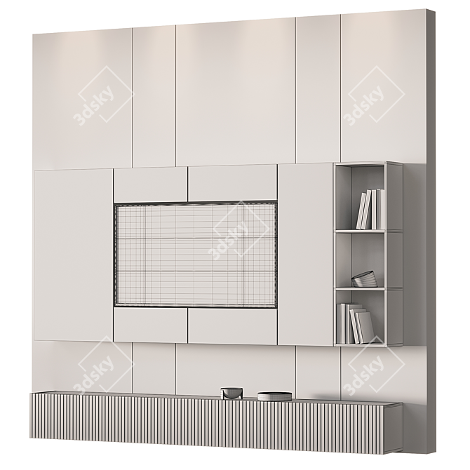 Modern TV Wall Set 2014 3D model image 3