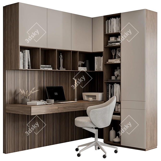 Modern Home Office Desk Set 3D model image 1