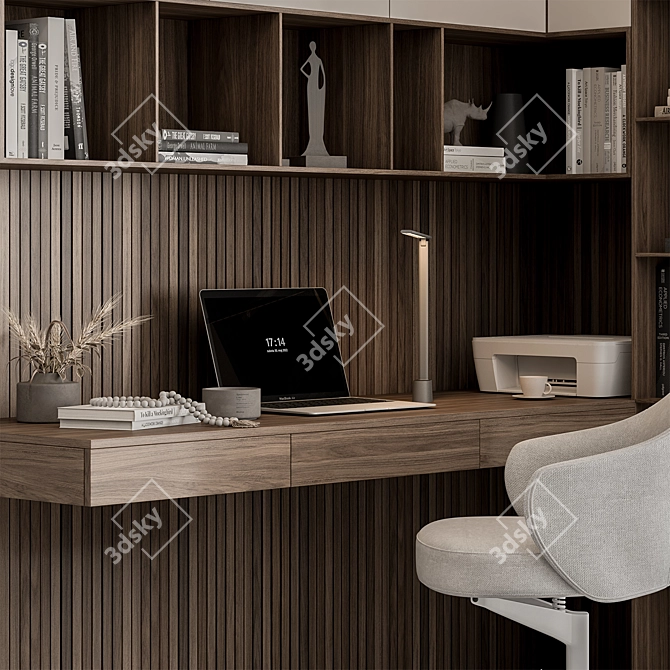 Modern Home Office Desk Set 3D model image 3