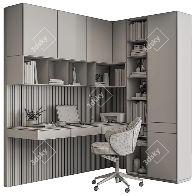 Modern Home Office Desk Set 3D model image 4