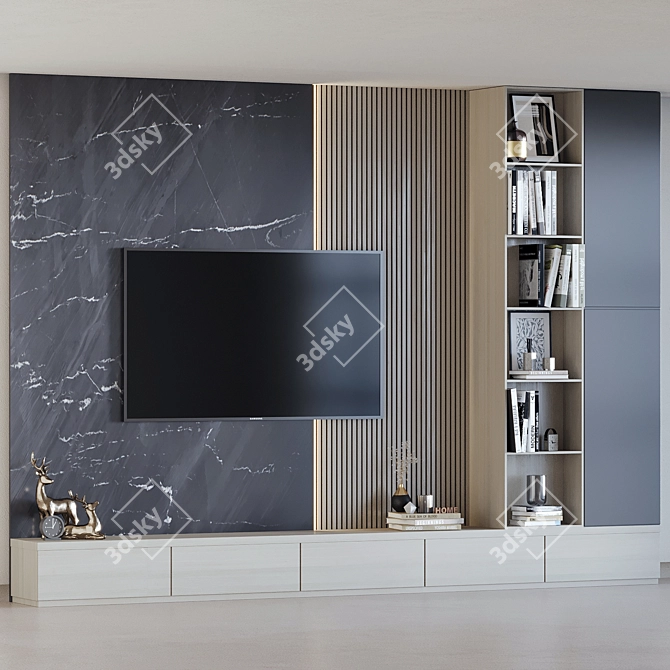 Modern TV Wall Unit 3D 3D model image 2