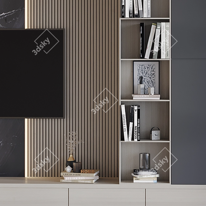 Modern TV Wall Unit 3D 3D model image 3