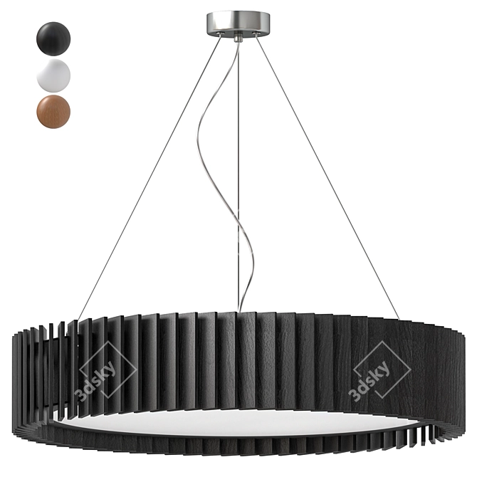 WOODLED ROTOR Chandelier: Modern Suspension Lighting 3D model image 1