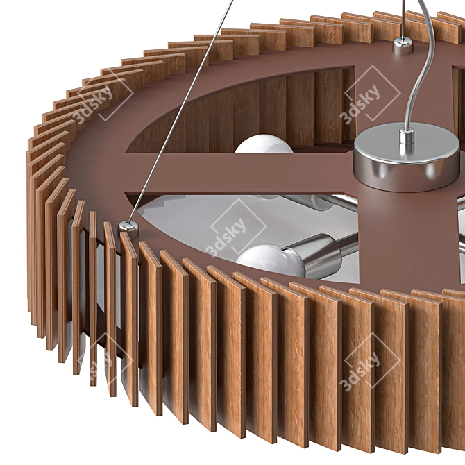 WOODLED ROTOR Chandelier: Modern Suspension Lighting 3D model image 4