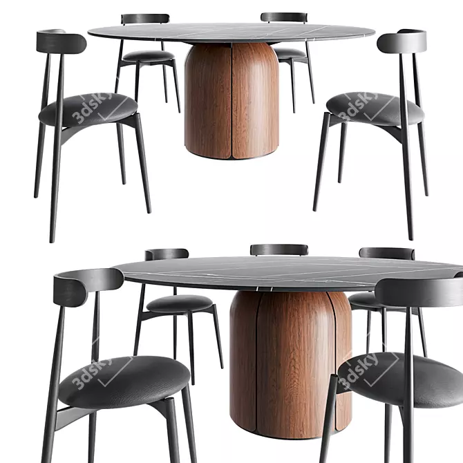 Elegance Set: Bloom Table & Ottavia Chair 3D model image 2