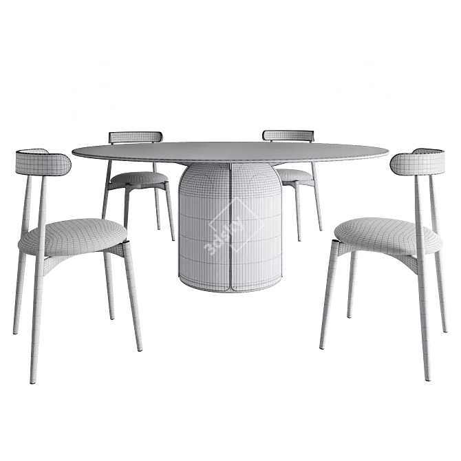 Elegance Set: Bloom Table & Ottavia Chair 3D model image 3