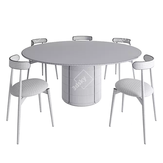 Elegance Set: Bloom Table & Ottavia Chair 3D model image 4