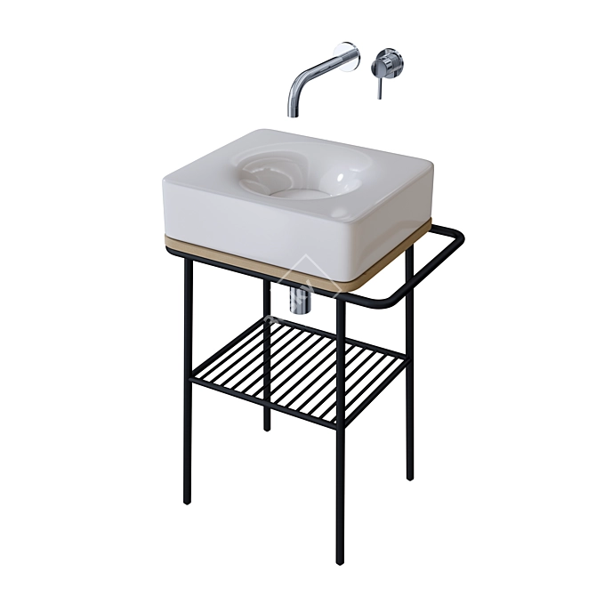 Translated product description not provided. 

Sleek Ceramic Bathroom Sink 3D model image 4