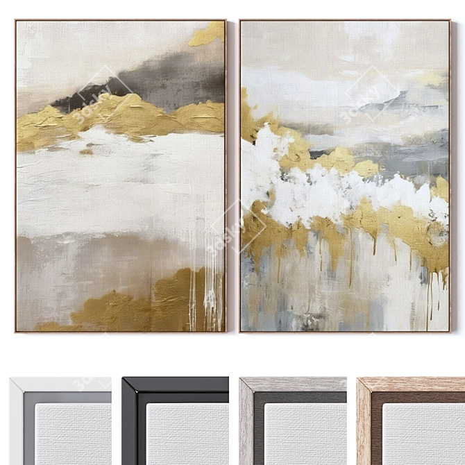 Large Wall Paintings Collection - Textured Frames 3D model image 1