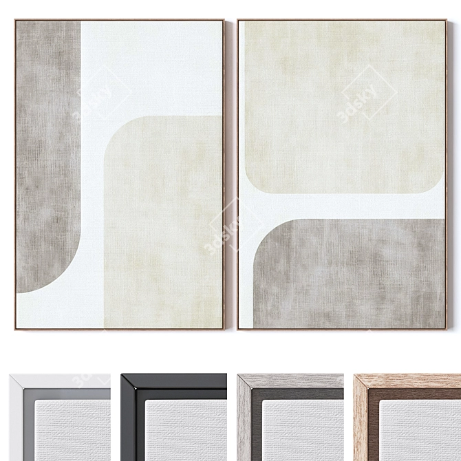  Textured Large Wall Art Pack 3D model image 1