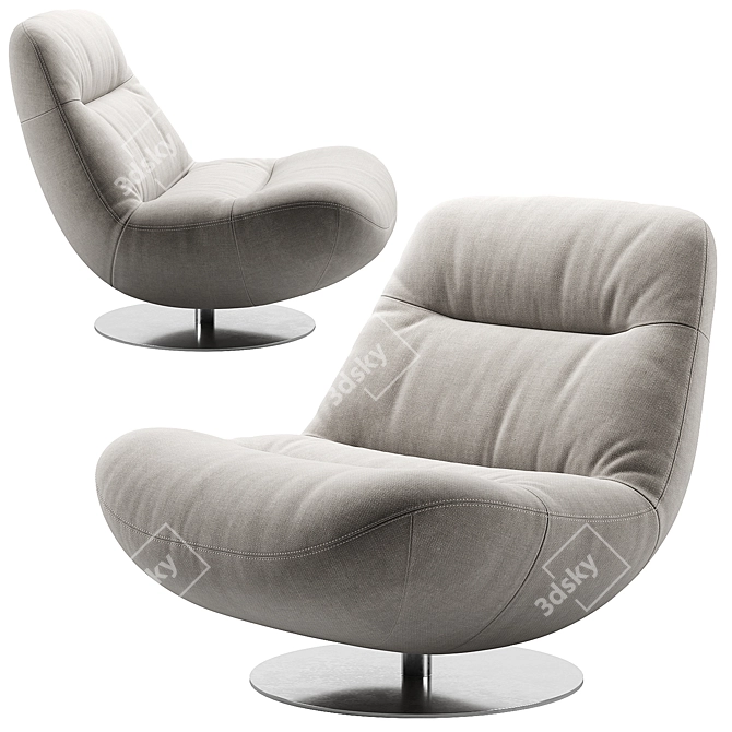 Italian Style Swivel Lounge Chair 3D model image 8