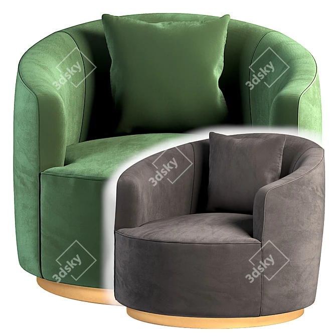 Luxurious Sosa Armchair in Velvet 3D model image 2