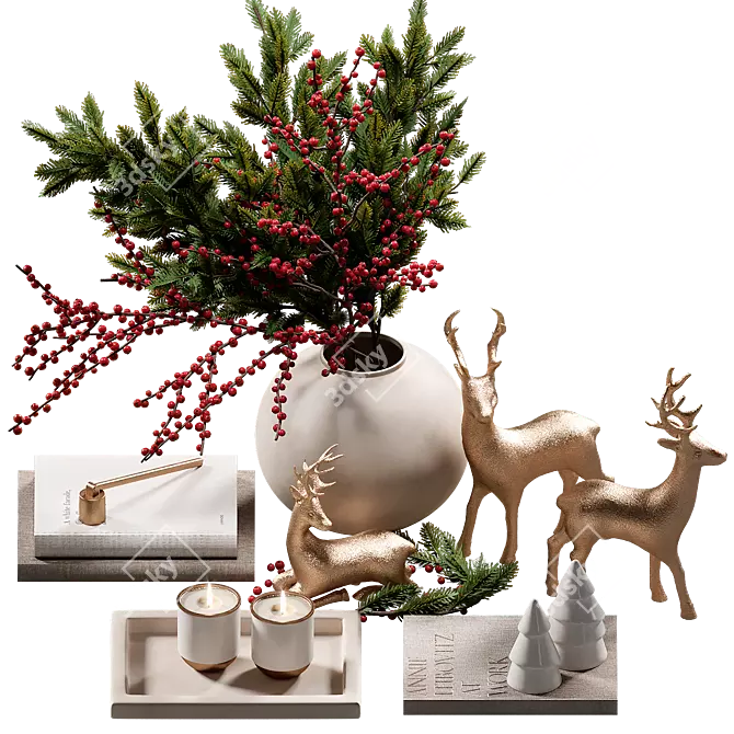 New Year Decor Set 3D model image 1