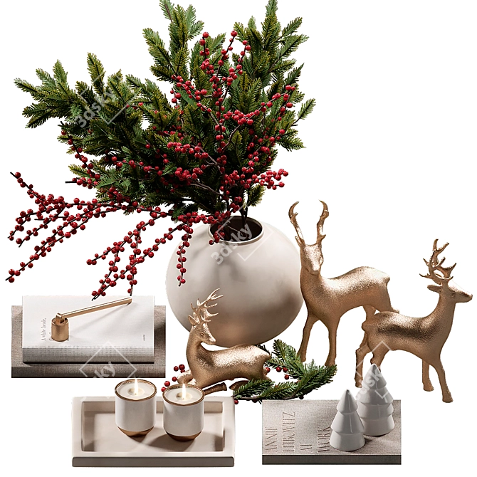 New Year Decor Set 3D model image 2