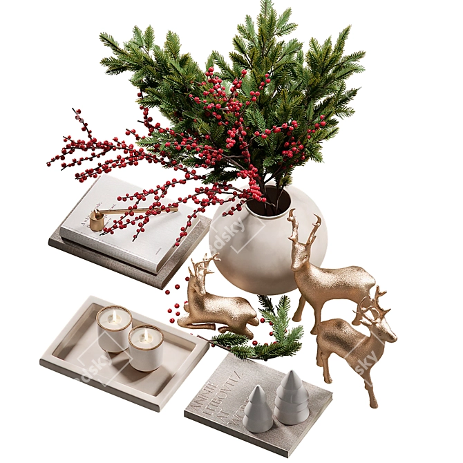 New Year Decor Set 3D model image 6