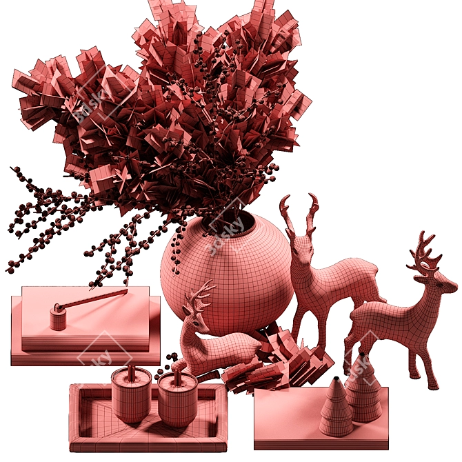 New Year Decor Set 3D model image 7