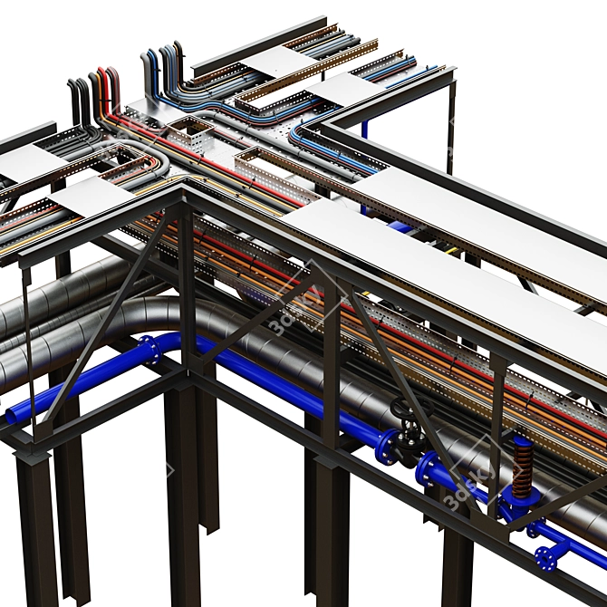 Pipe and Cable Bridge 3D model image 4