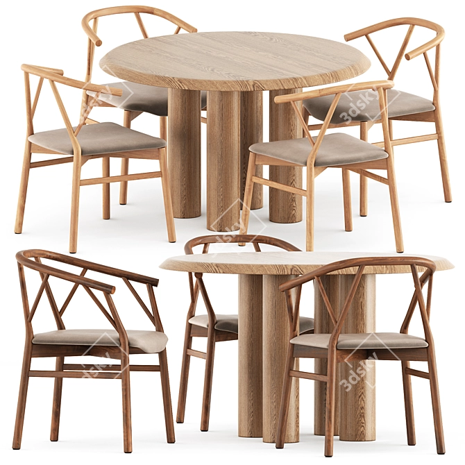 Modern Dining Set: Valerie Chair & Islets Table 3D model image 1