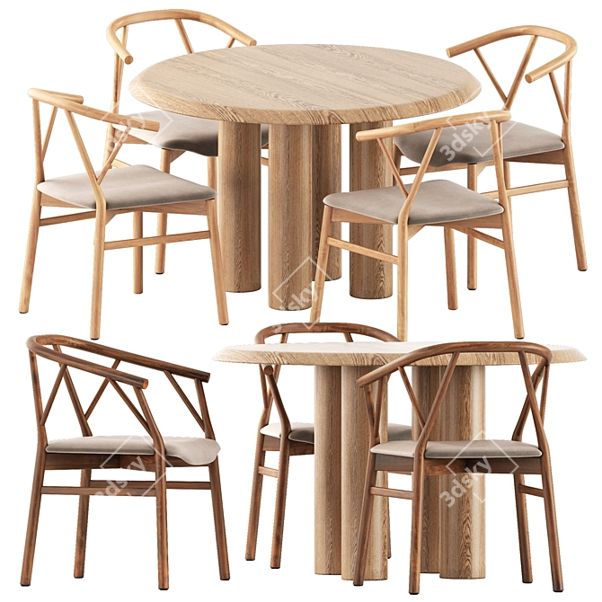 Modern Dining Set: Valerie Chair & Islets Table 3D model image 6