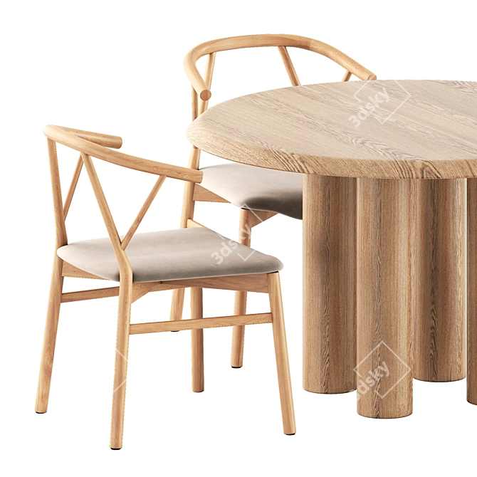 Modern Dining Set: Valerie Chair & Islets Table 3D model image 8