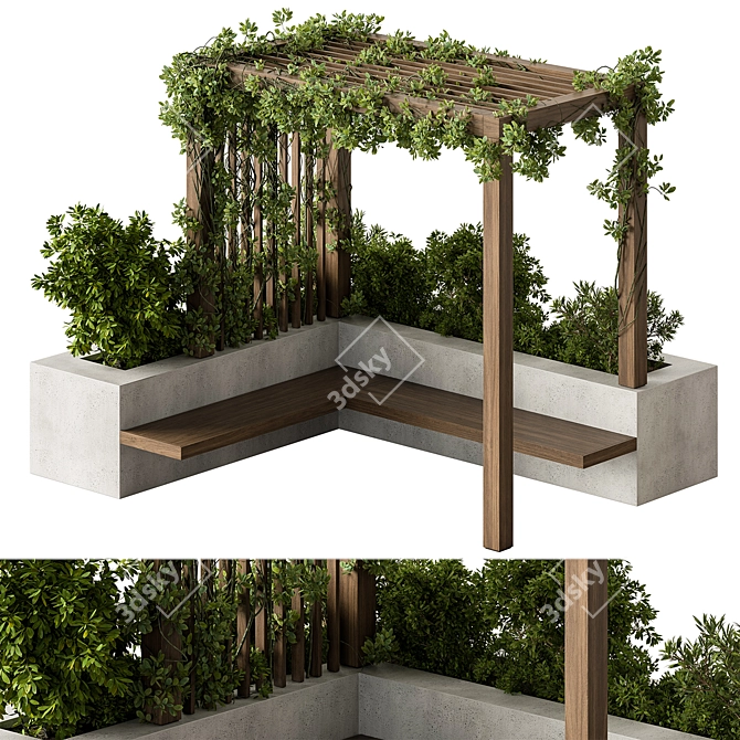 Modern Pergola & Lush Plant 3D model image 1