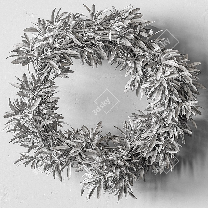 Olive Leaf Wreath Set 19 3D model image 3