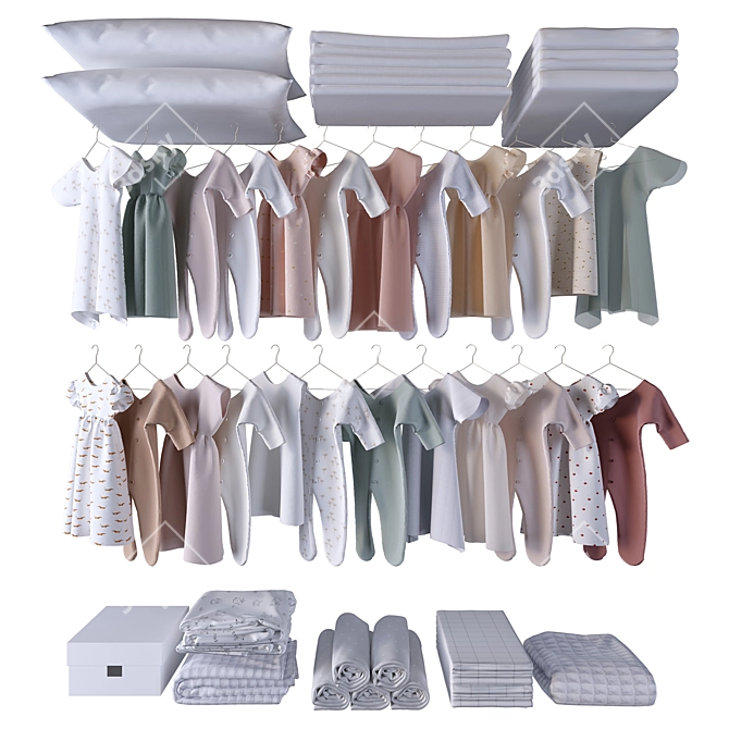 Baby Wardrobe Set with Contents 3D model image 3