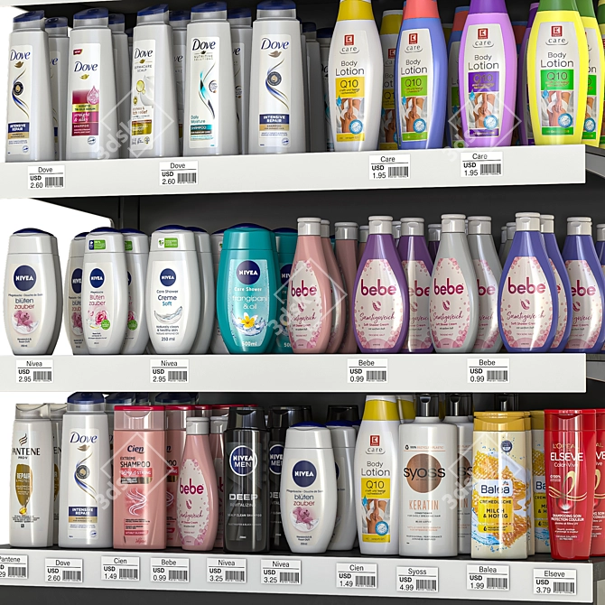 Shampoo Bottle Display Shelving 3D model image 3