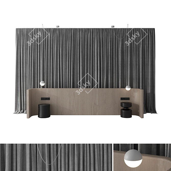 Luxury Headboard Wall Panel Set 3D model image 1