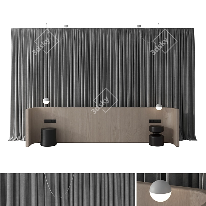 Luxury Headboard Wall Panel Set 3D model image 7