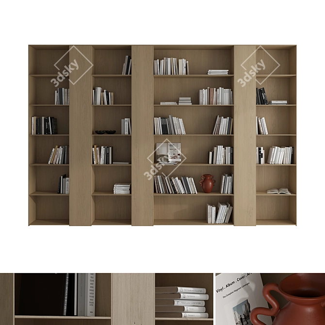 Luxury Bookcase 3D Model Kit 3D model image 1