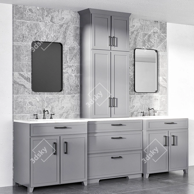 Modern Bathroom Furniture Set 3D model image 5