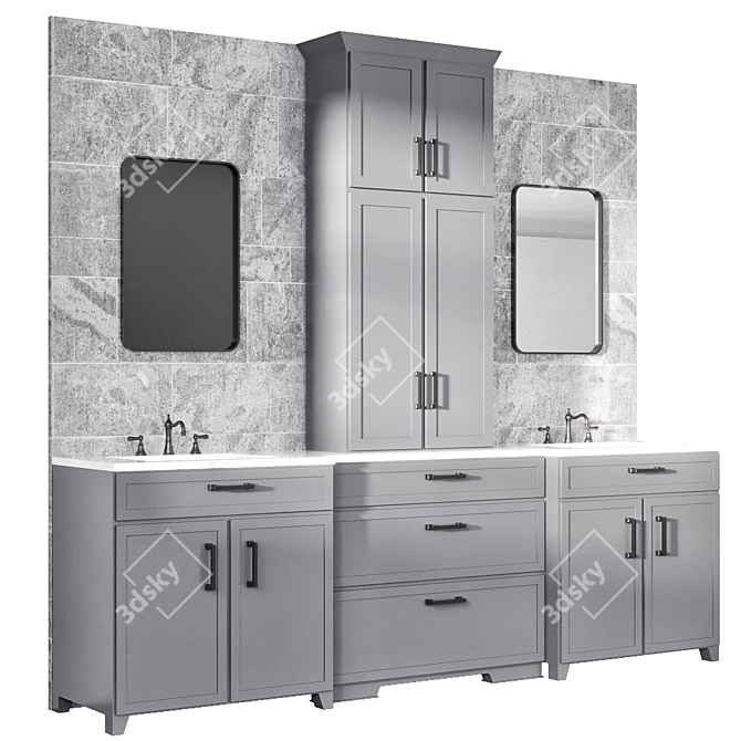 Modern Bathroom Furniture Set 3D model image 2