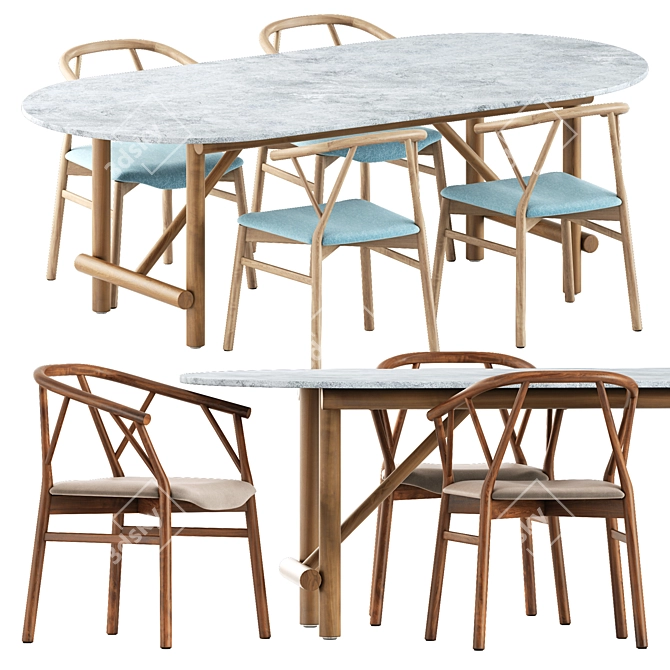 Modern Chic Dining Set: Valerie Chair & Ayana Table 3D model image 1