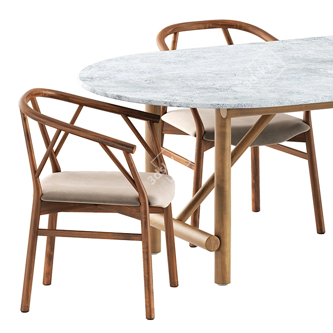 Modern Chic Dining Set: Valerie Chair & Ayana Table 3D model image 2