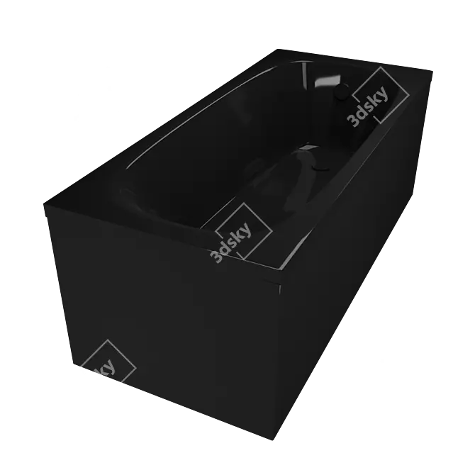 Modern Black Matte Acrylic Bathtub 3D model image 2