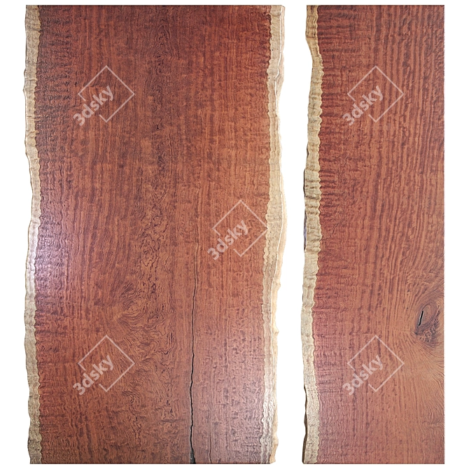 Bubinga Slabs Wooden Table Set 3D model image 2