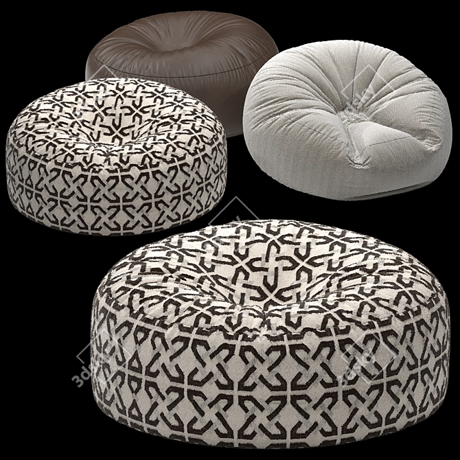 Bed Ottomans Set 3D model image 1