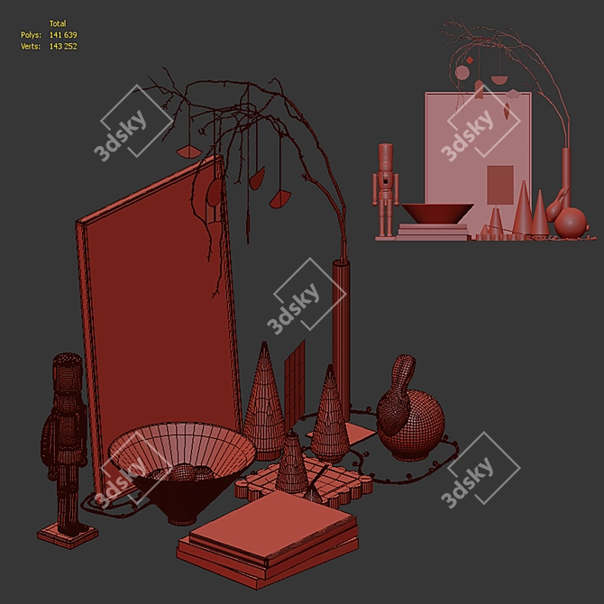 Festive Console Decor Set 3D model image 5