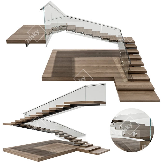 Minimalist Staircase No33 3D model image 1