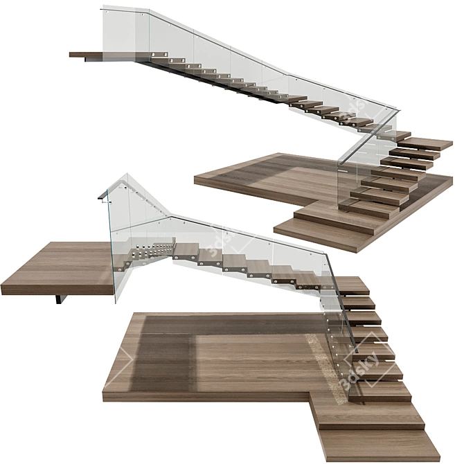 Minimalist Staircase No33 3D model image 2