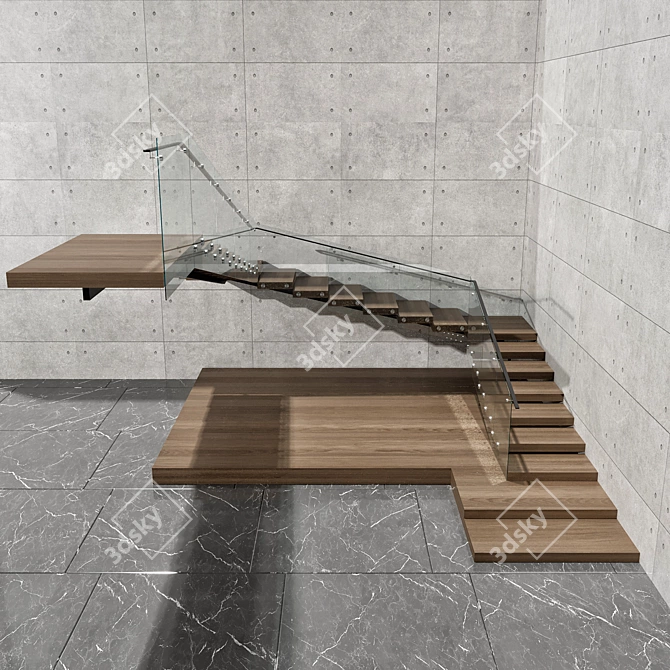 Minimalist Staircase No33 3D model image 4