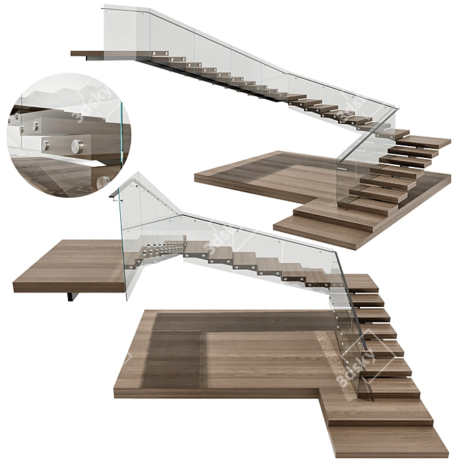 Minimalist Staircase No33 3D model image 7